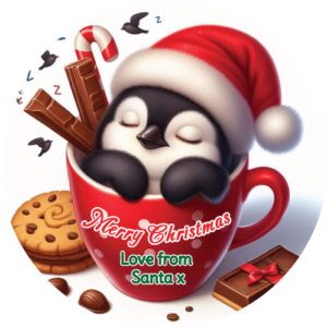 Penguin Santa merry christmas stickers