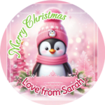 Penguin merry christmas stickers